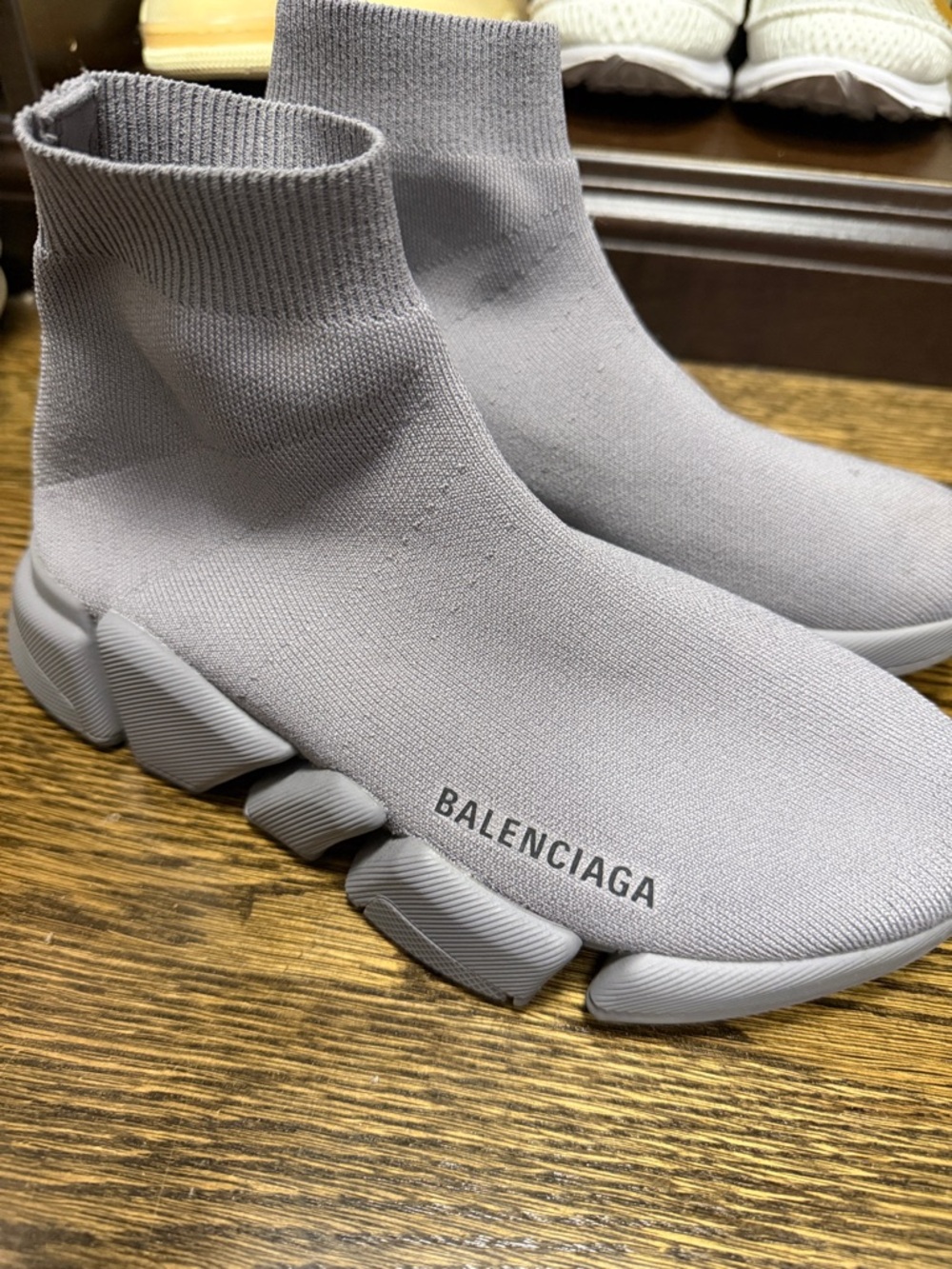 Balenciaga Light Grey Sock-Style Runner Sneakers